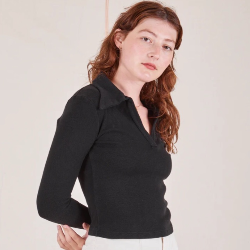 Big Bud Press Long Sleeve Fisherman Polo - Basic Black XXS